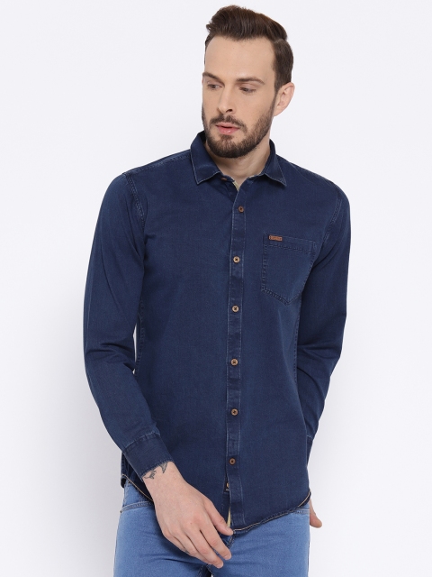 

Duke Men Navy Blue Comfort Regular Fit Solid Casual Shirt