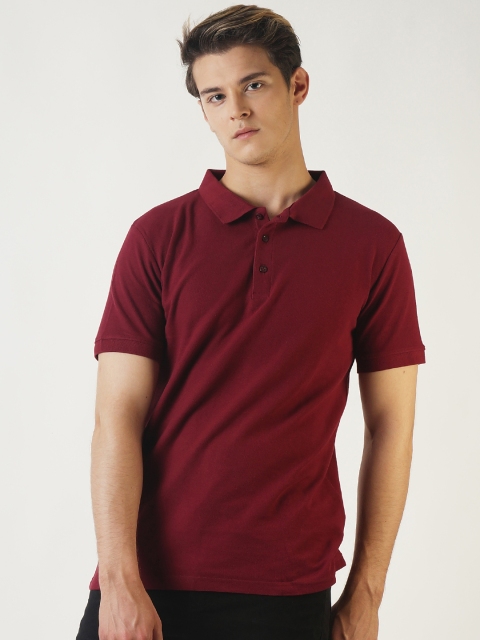 

Blue Saint Men Maroon Solid Polo Collar T-shirt