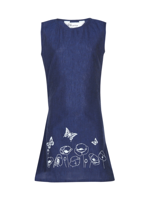 

Bitiya by Bhama Girls Navy Blue Printed A-Line Dress