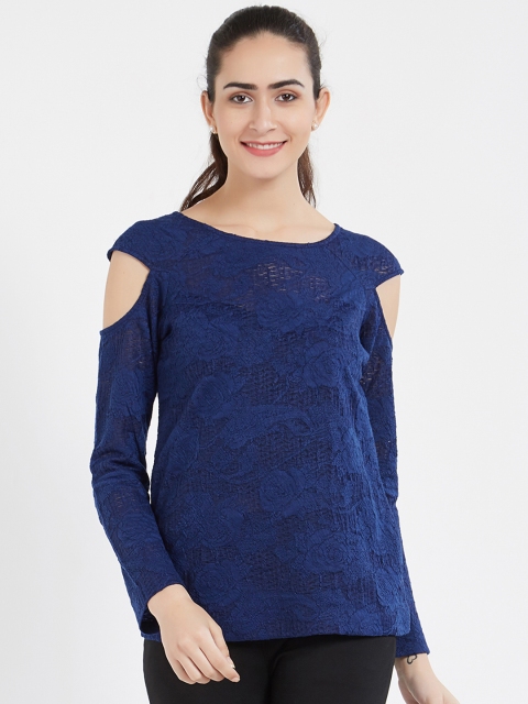 

Soie Women Blue Self Design Top