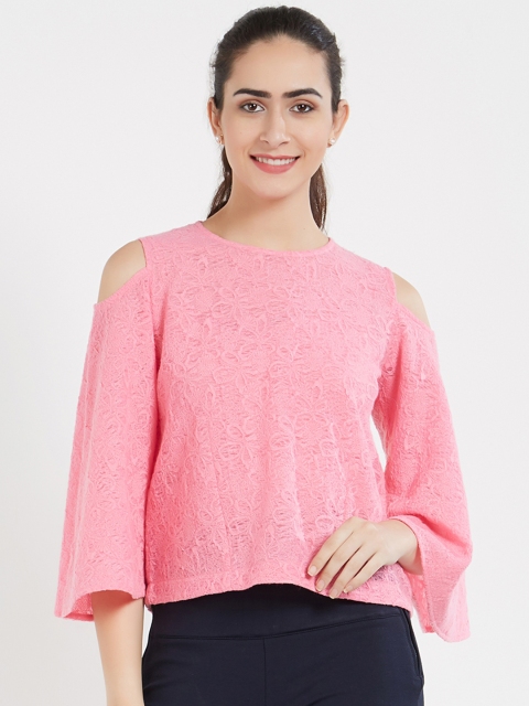 

Soie Women Pink Self Design Lace Top