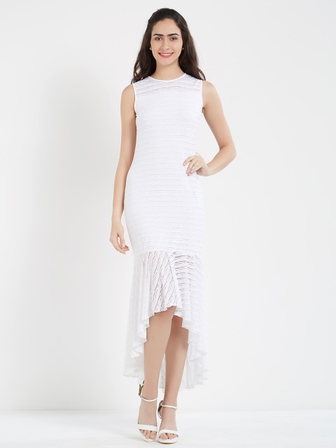 

Soie Women White Self Design Bodycon Dress