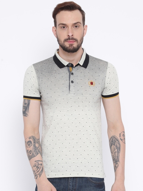 

Duke Men Off-White Printed Polo Collar T-shirt