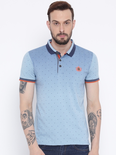 

Duke Men Blue Printed Polo Collar T-shirt