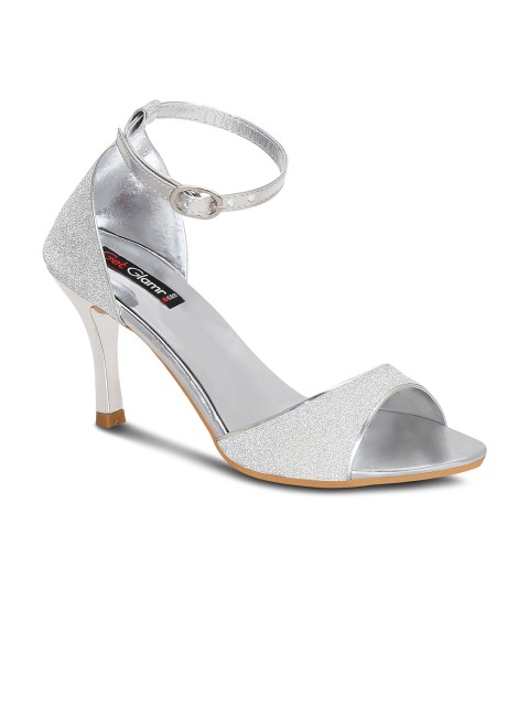 

Get Glamr Women Silver-Toned Solid Sandals
