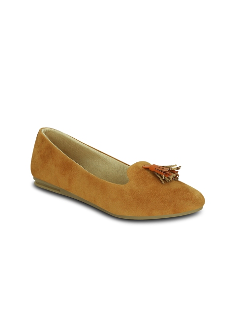 

Get Glamr Women Tan Solid Synthetic Suede Ballerinas