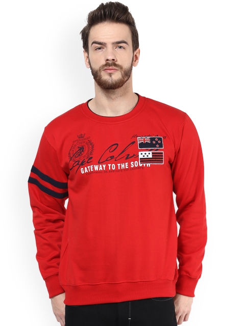 

GRIFFEL Men Red Solid Sweatshirt