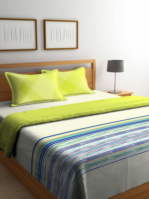 

Portico New York Green & Navy Blue Striped Bedding Set