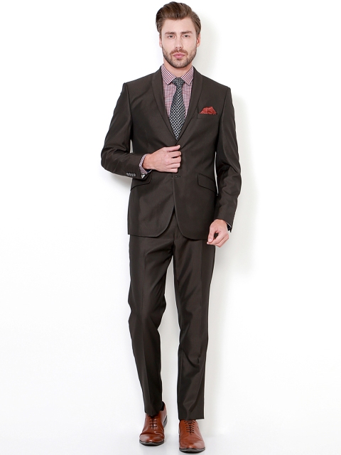 

Van Heusen Men Brown Self-Design Single-Breasted Formal Suit