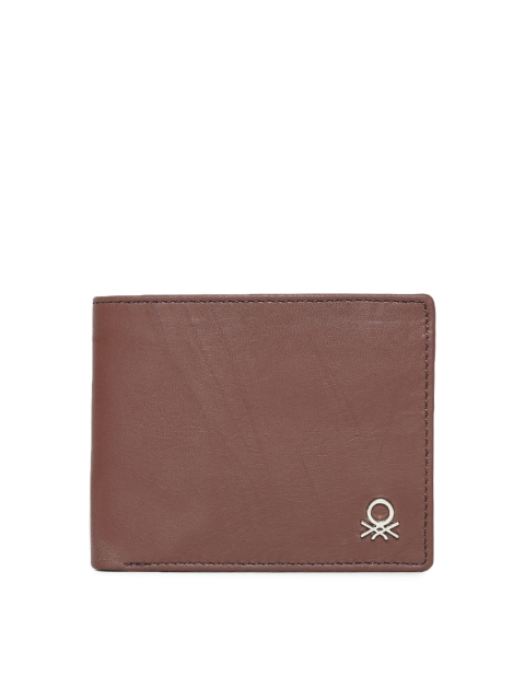 

United Colors of Benetton Men Brown Textured Two Fold Wallet