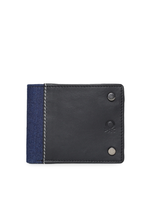 

United Colors of Benetton Men Black Colourblocked Two Fold Wallet