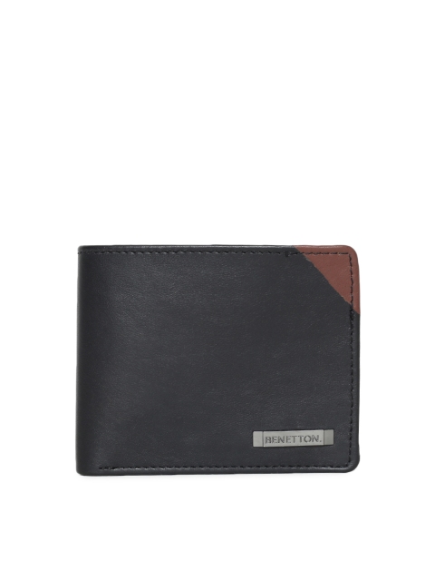 

United Colors of Benetton Men Black Solid Two Fold Wallet