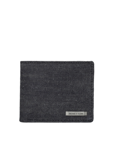 

United Colors of Benetton Men Black Solid Two Fold Wallet