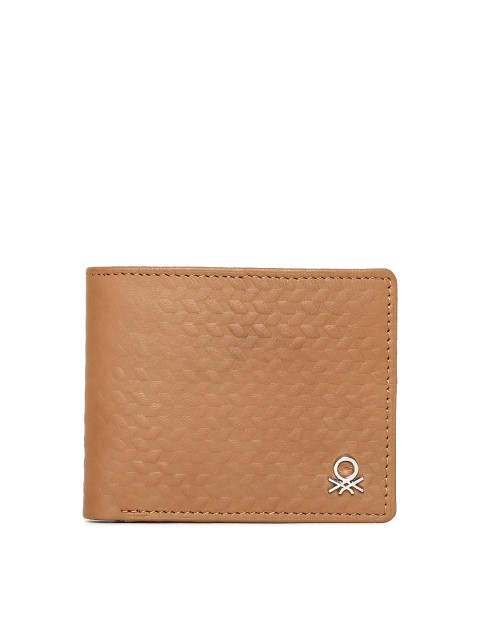 

United Colors of Benetton Men Tan Solid Two Fold Wallet