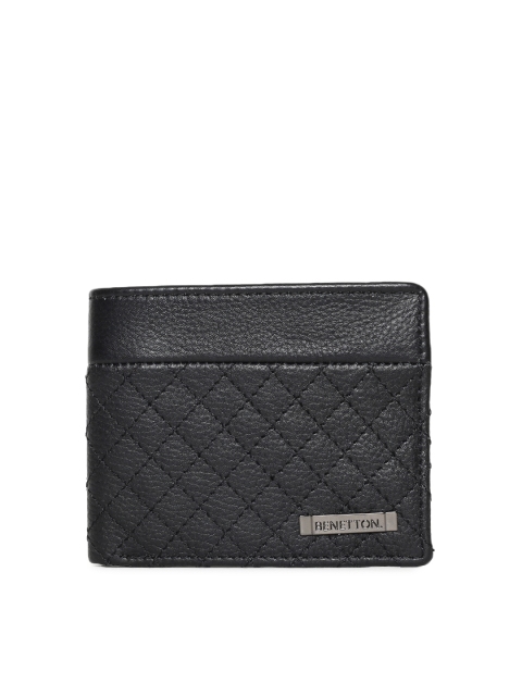 

United Colors of Benetton Men Black Quilted Two Fold Wallet