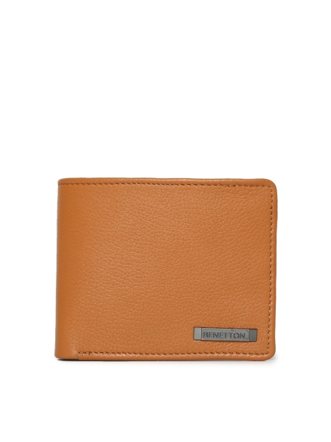 

United Colors of Benetton Men Tan Leather Two Fold Wallet
