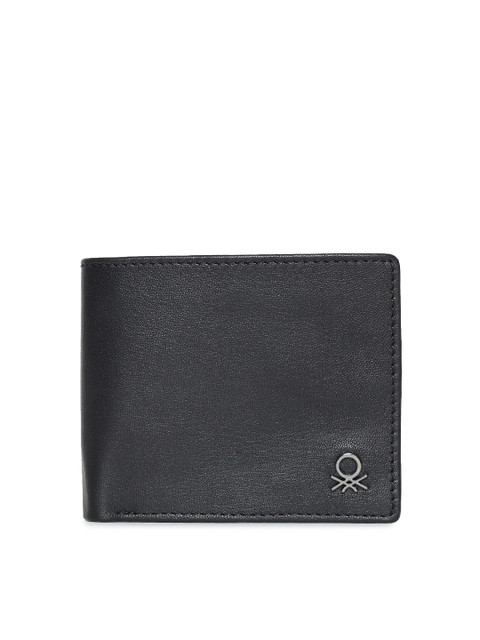 

United Colors of Benetton Men Black Leather Two Fold Wallet