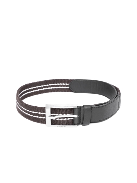

United Colors of Benetton Men Coffee Brown & Black Self-Striped Belt
