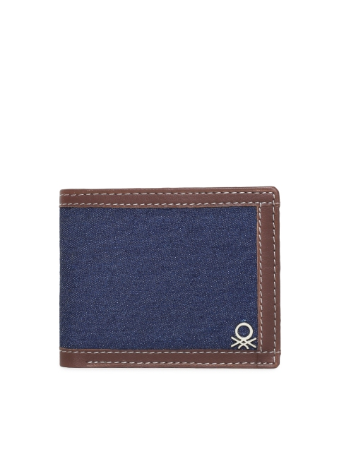 

United Colors of Benetton Men Blue & Brown Two Fold Wallet