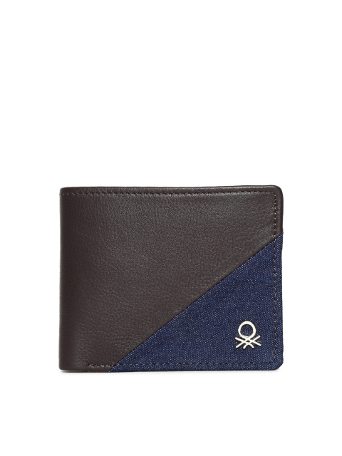 

United Colors of Benetton Men Brown Colourblocked Two Fold Wallet