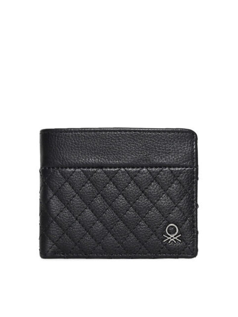 

United Colors of Benetton Men Black Quilted Two Fold Wallet