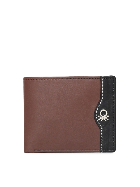 

United Colors of Benetton Men Brown Solid Two Fold Wallet