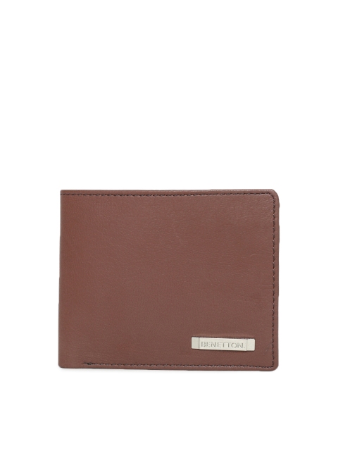 United Colors of Benetton Men Brown Solid Two Fold Wallet