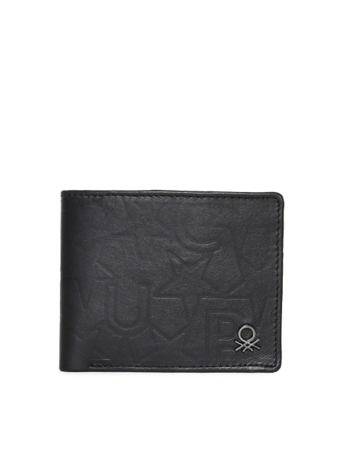 

United Colors of Benetton Men Black Textured Two Fold Wallet