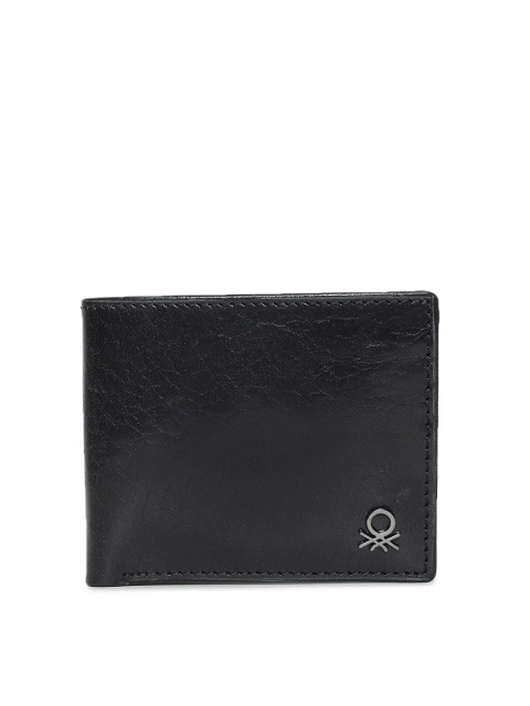 

United Colors of Benetton Men Black Solid Two Fold Wallet
