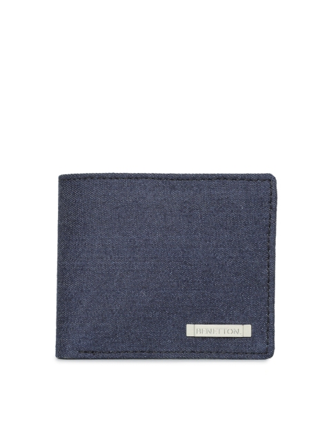 

United Colors of Benetton Men Navy Blue Solid Two Fold Wallet