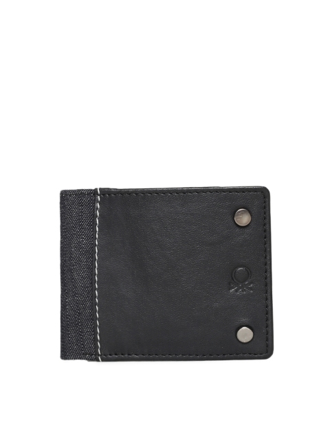 

United Colors of Benetton Men Black Solid Two Fold Wallet