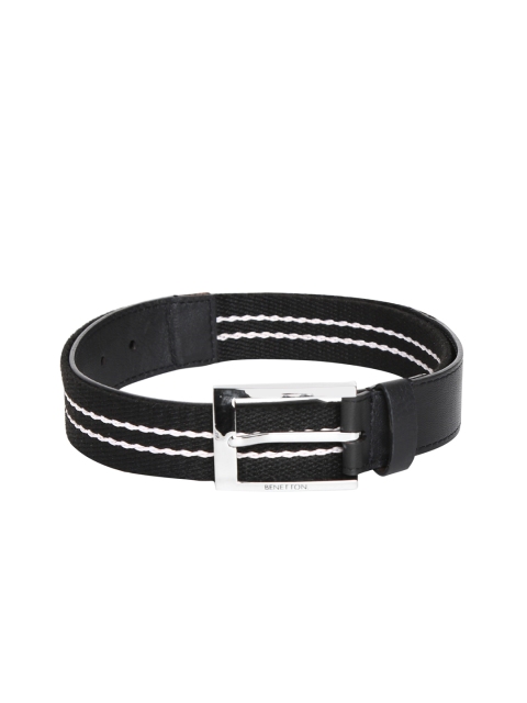 

United Colors of Benetton Men Black & Off-White Woven Design Belt