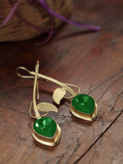 

DIVA WALK Gold-Plated Embellished Handcrafted Contemporary Drop Earrings