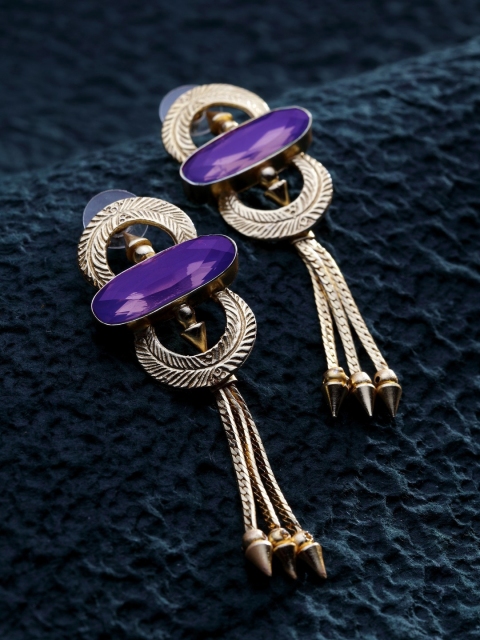 

DIVA WALK Gold-Toned & Purple Contemporary Handcrafted Drop Earrings