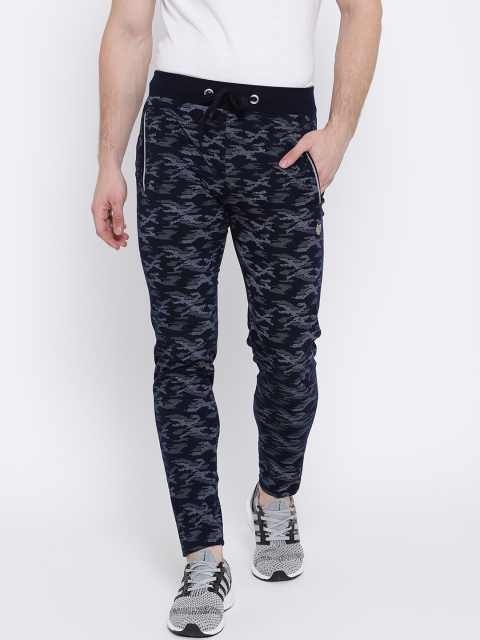 

Duke Men Navy Blue & Grey Patterned Track Pants