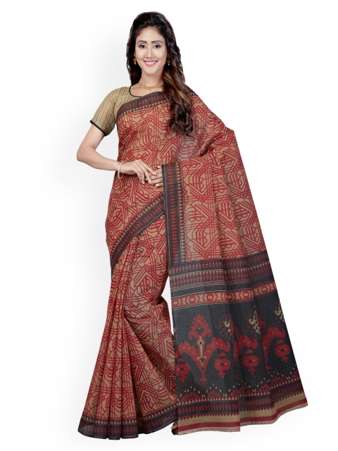 

Saree Swarg Beige & Maroon Printed Mangalagiri Saree