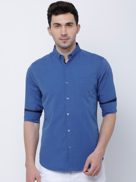 

Black coffee Men Blue Slim Fit Solid Casual Shirt