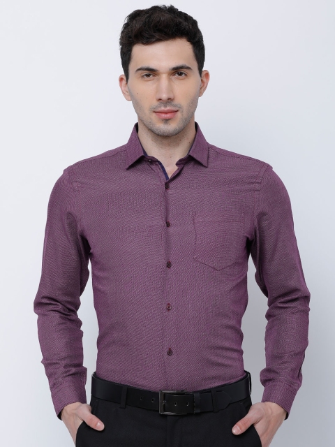 

Black coffee Men Purple Slim Fit Self Design Formal Shirt