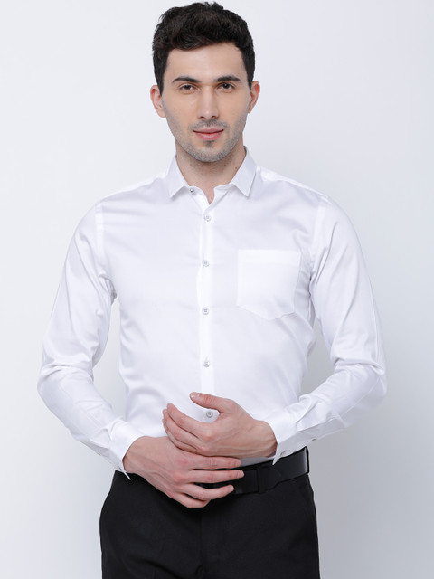 

Black coffee Men White Slim Fit Solid Formal Shirt