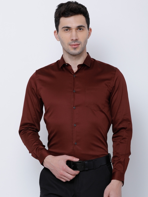 

Black coffee Men Maroon Slim Fit Solid Formal Shirt