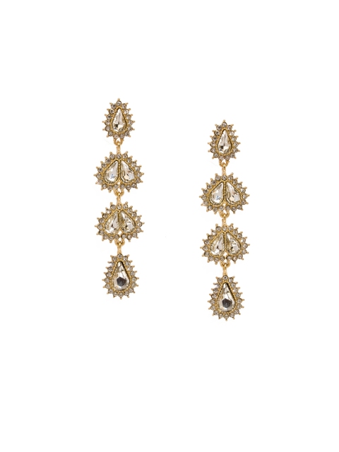 

Pipa Bella Gold-Toned & White Teardrop Shaped Drop Earrings