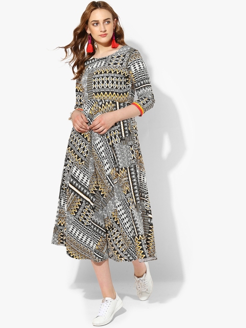 

Sangria Women Black Printed A-Line Dress