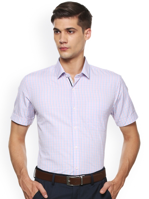 

Peter England Men Pink & Blue Slim Fit Checked Formal Shirt