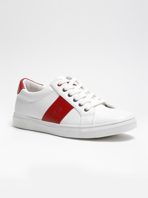 

LOCOMOTIVE Men White & Red Colourblocked Sneakers
