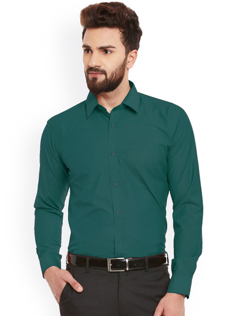 

Hancock Men Green Slim Fit Solid Formal Shirt