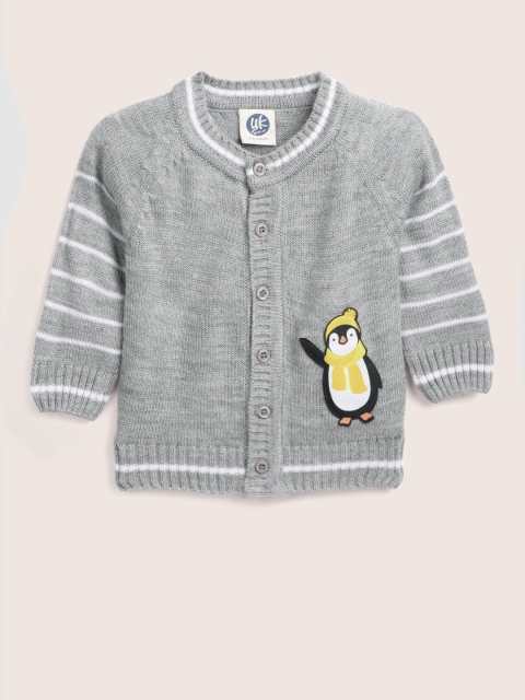 

YK Infant Boys Grey Melange Solid Cardigan