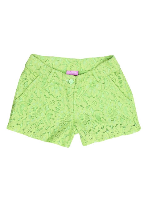 

One Friday Girls Green Self Design Regular Fit Hot Pants