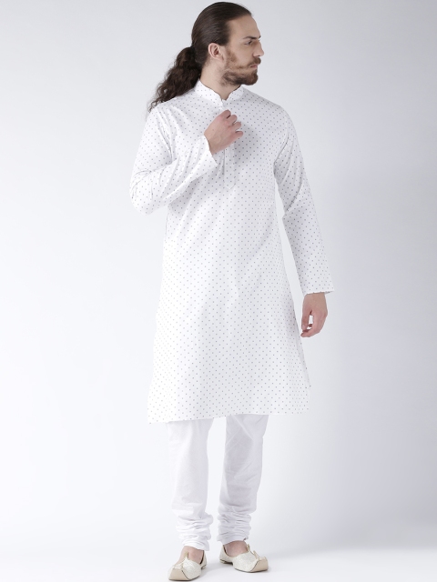 

DEYANN Men White Printed Kurta with Churidar