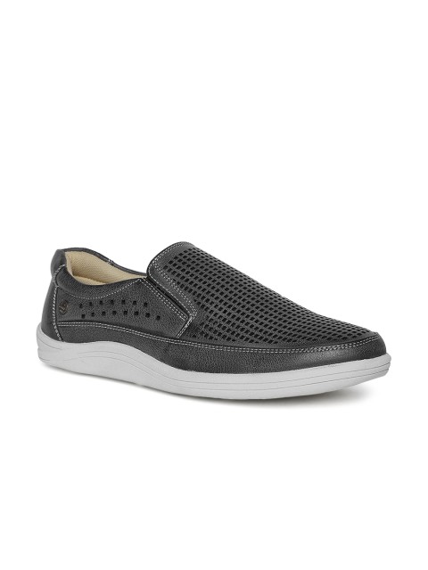 

Duke Men Grey Slip-On Sneakers with Laser Cuts
