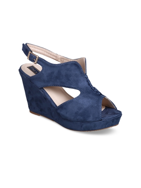 

Flat n Heels Women Blue Solid Suede Sandals